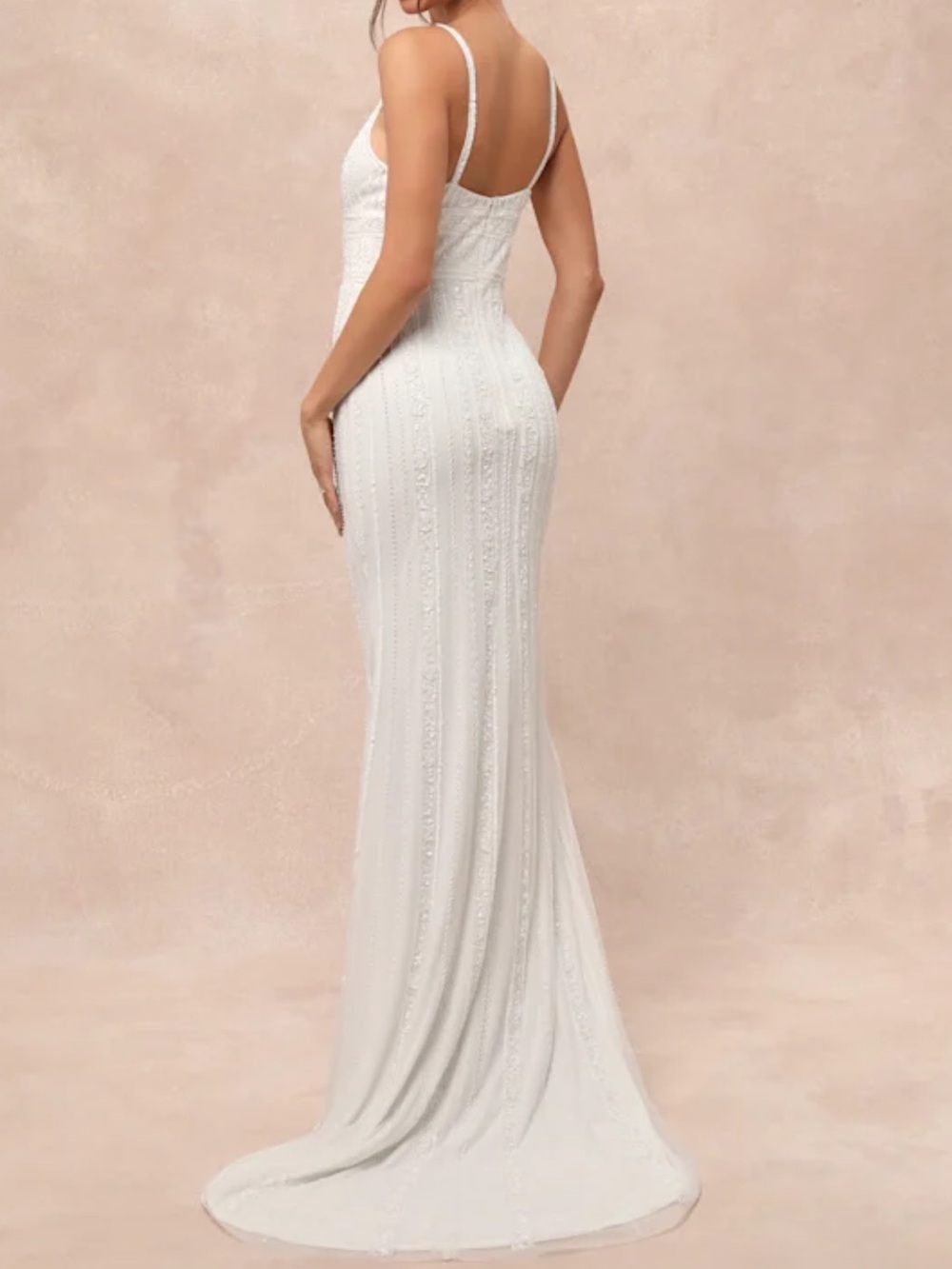 NWT- Stunning Vow White Beaded Sequin Maxi Dress - Picture 2 of 16